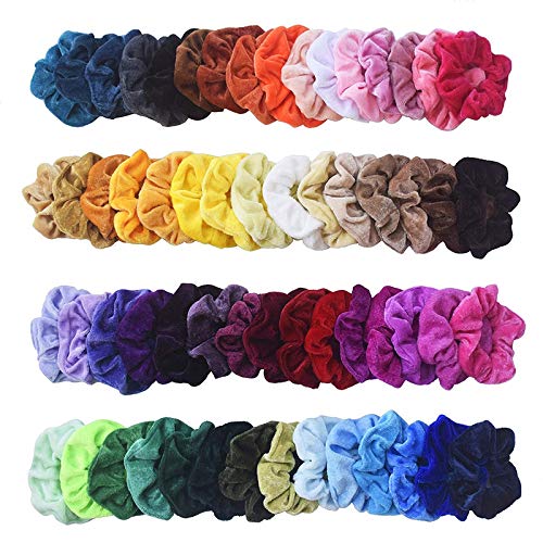 Velvet Hair Scrunchies for Women - 12 Pack Multi-Colored Hair Ties | Gym & Daily Use