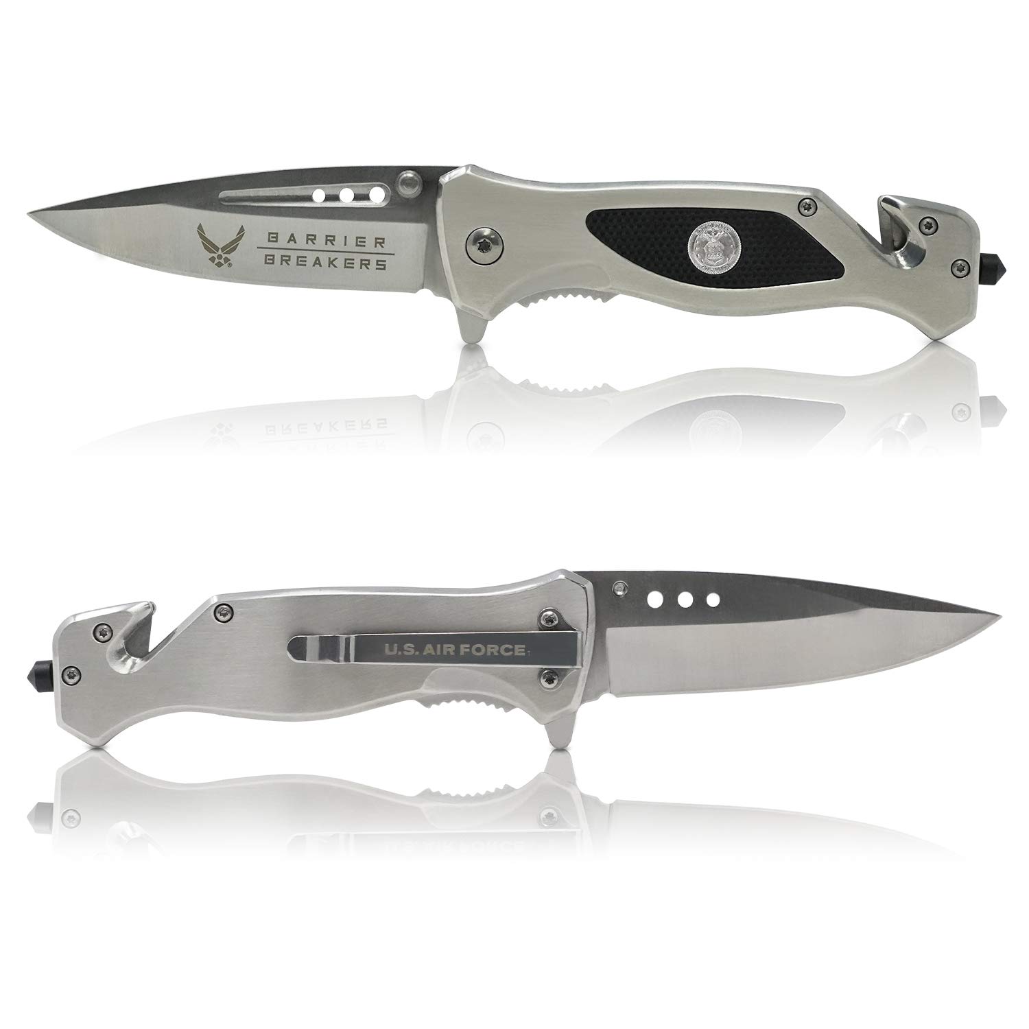 Elite Tactical Folding Knife for Military & Air Force - Silver Blade - Veteran Owned Business - Perfect for Camping, Survival & Outdoor Adventures