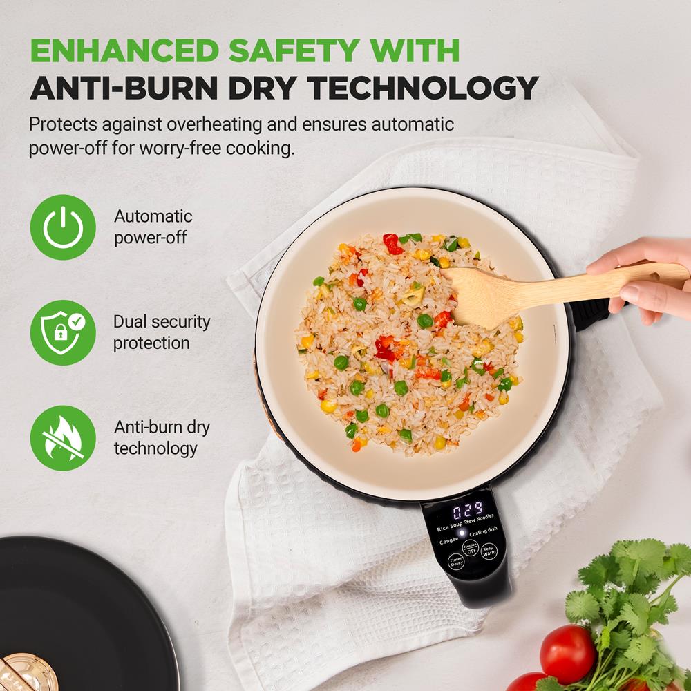 Portable Electric Rice Cooker - 3-Cup Mini Rice Steamer with Non-Stick Pot, Perfect for Travel, Camping & Small Kitchens | Fast Cooking & Easy Cleanup