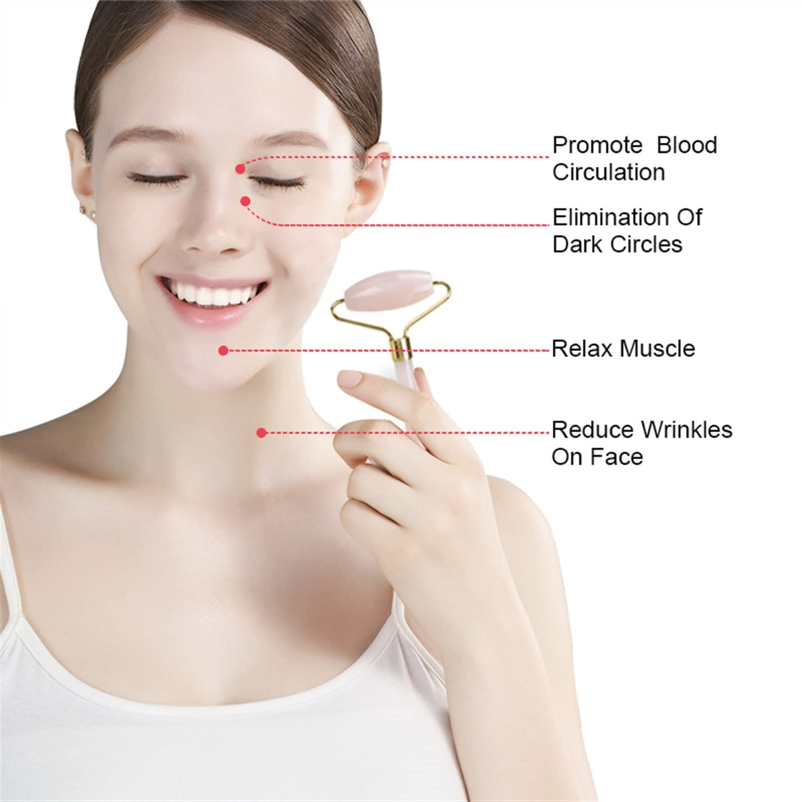 **Dual Head Jade Roller & Gua Sha Set - Crystal Stone Face Massager for Wrinkle Reduction, Lymphatic Drainage & Skincare - Beauty Tool for Anti-Aging & Relaxation (1Pcs, Rose Quartz & White Jade) - Perfect for Home Spa, Self-Care Routine & Gift**