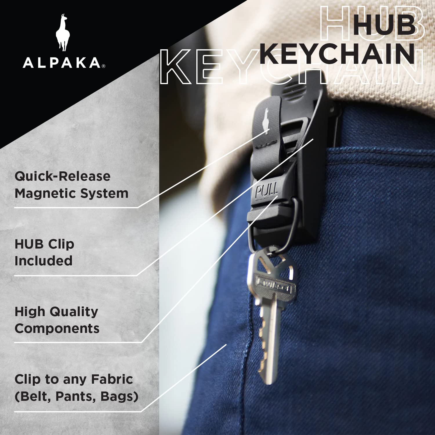 ALPAKA HUB Keychain with Quick Release Magnetic System - Secure & Functional Clip for Keys, Wallets & Everyday Carry (EDC) | Perfect for Home, Office & Travel Accessories