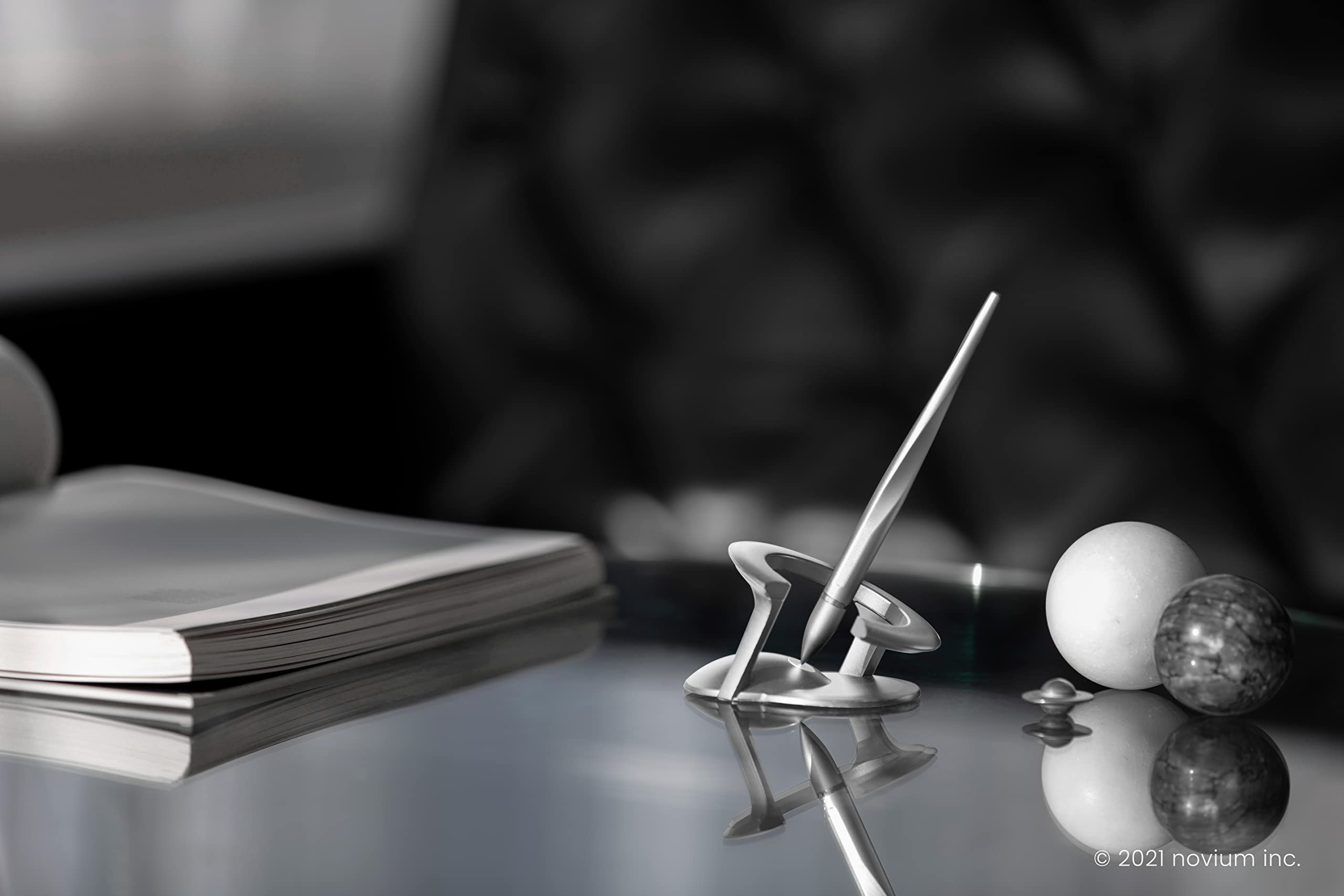 Novium Hoverpen 2.0 Interstellar Edition - Premium German-Engineered Magnetic Ballpoint Pen in Starlight Silver | Perfect for Office, Gifts & Space Enthusiasts