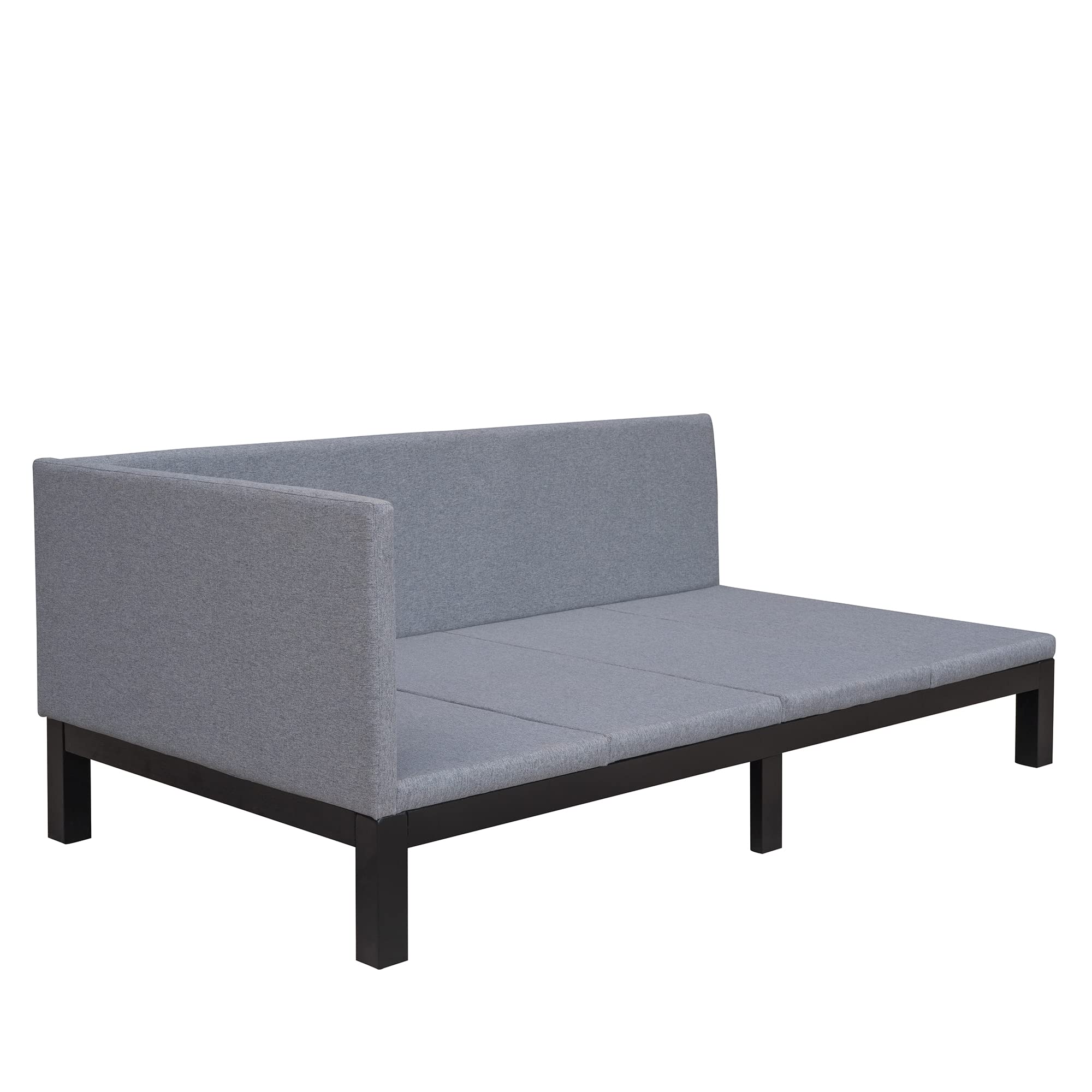 Merax Twin Size Daybed with Gray Upholstered Wood Frame & Linen Cover - Convertible Sofa Sleeper, Futon Bed for Small Spaces, Guest Room & Dormitory - Comfortable Mattress Included for Lounging and Sleeping