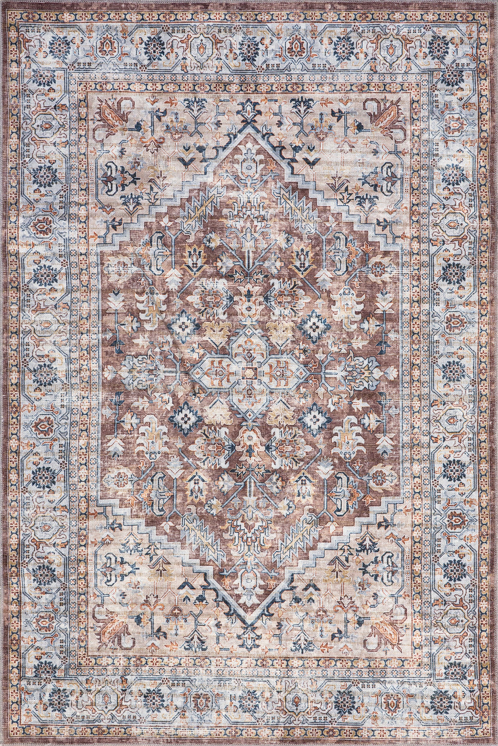 Cecelia Medallion Washable Rug - Soft Blush Pink Area Rug for Living Room, Bedroom, Dining Room | Machine Washable, Stain Resistant, Non-Slip Backing | Perfect for Home Decor, Apartment, Dorm