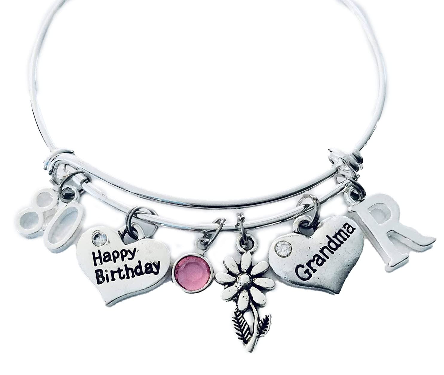 Personalized Expandable Charm Bracelet for Grandma - 80th Birthday Gift Ideas for Women | Thoughtful Present for Grandmother's Milestone Celebration | Perfect for Anniversaries, Mother's Day & Special Occasions