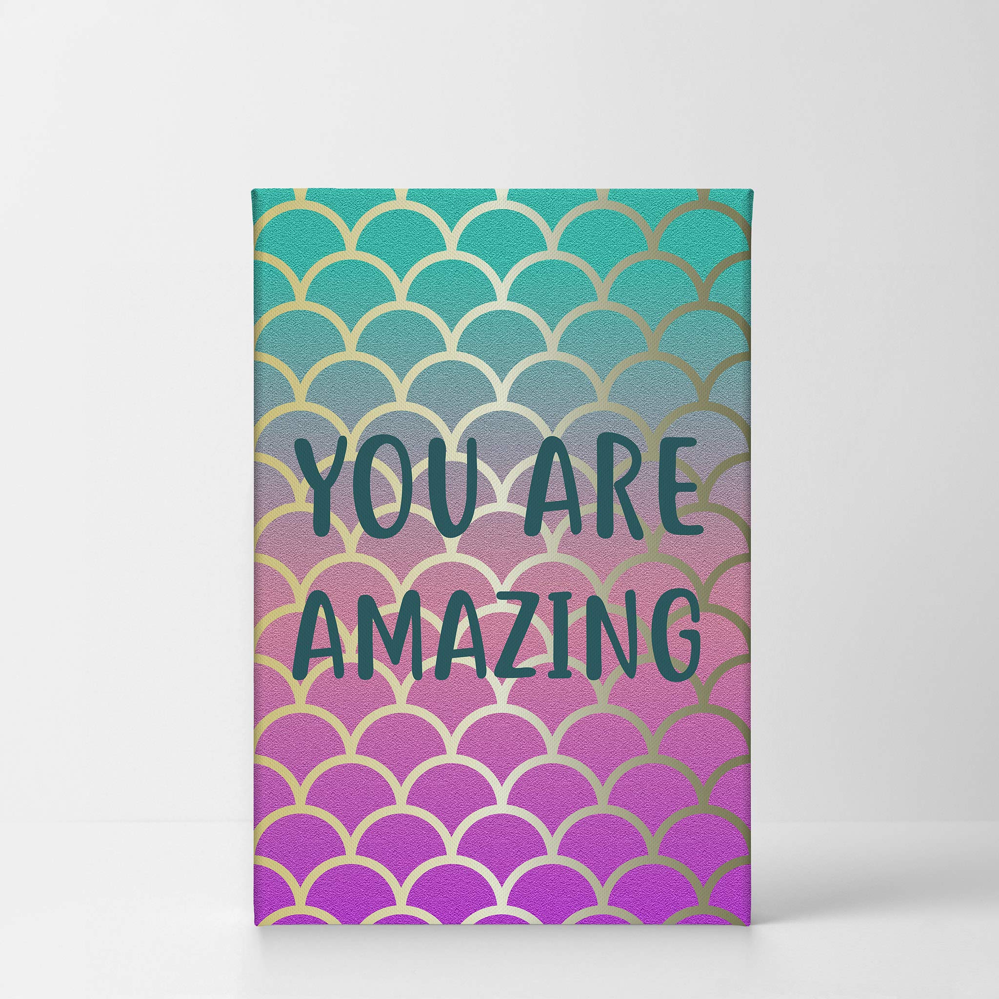 You Are Amazing Quote Mermaid Canvas Print - 17x11 Inch Wall Art for Kids Room, Nursery & Baby Room Decor - Ready to Hang, Made in USA | Perfect for Birthday Gifts & Bedroom Wall Decoration