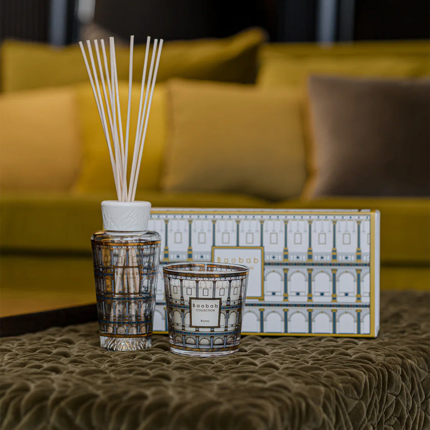 Baobab Collection Roma Candle & Diffuser Gift Set - Premium Scented Soy Wax Candle with Reed Diffuser - Perfect for Home Decor, Relaxation & Gifts