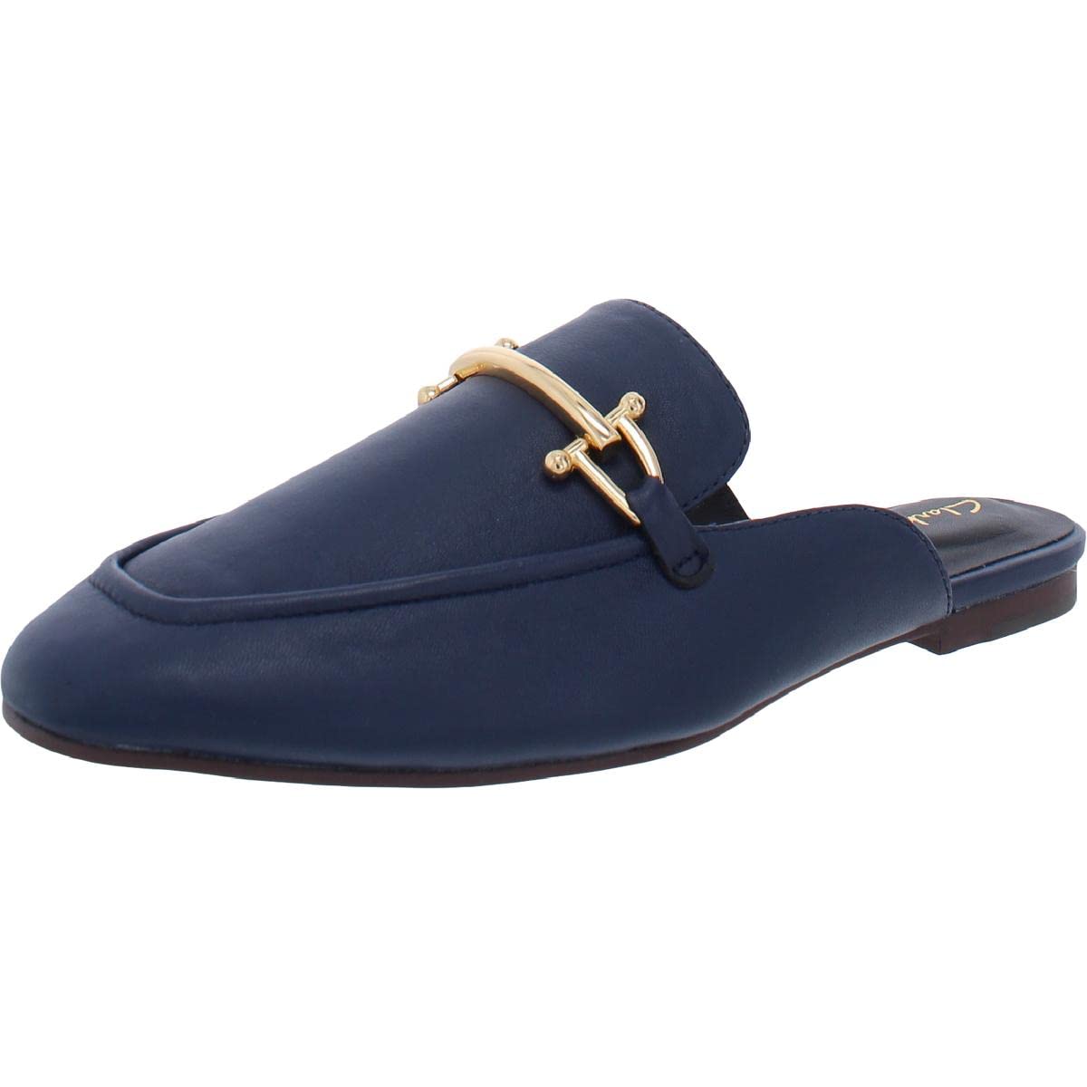 Clarks Women's Leather Moc Toe Mules Slip-On Shoes - Navy Blue Size 7 Medium (B,M) - Comfortable House Slippers for Relaxing at Home or Casual Outings