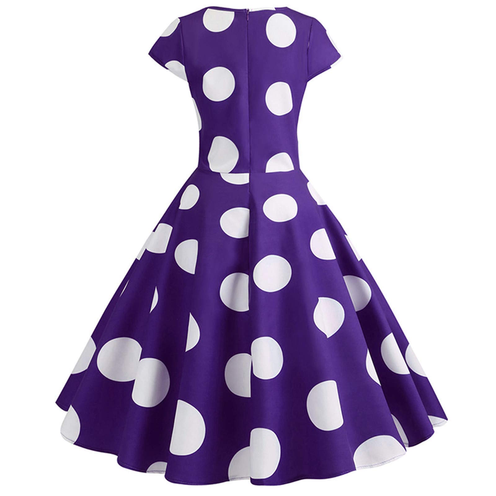 2023 Women's Summer Dresses - Polka Dot Print Birthday & Prom Dress with Crew Neck, Cap Sleeves & Tiered Puff Hem | Perfect for Parties, Weddings & Beach Vacations