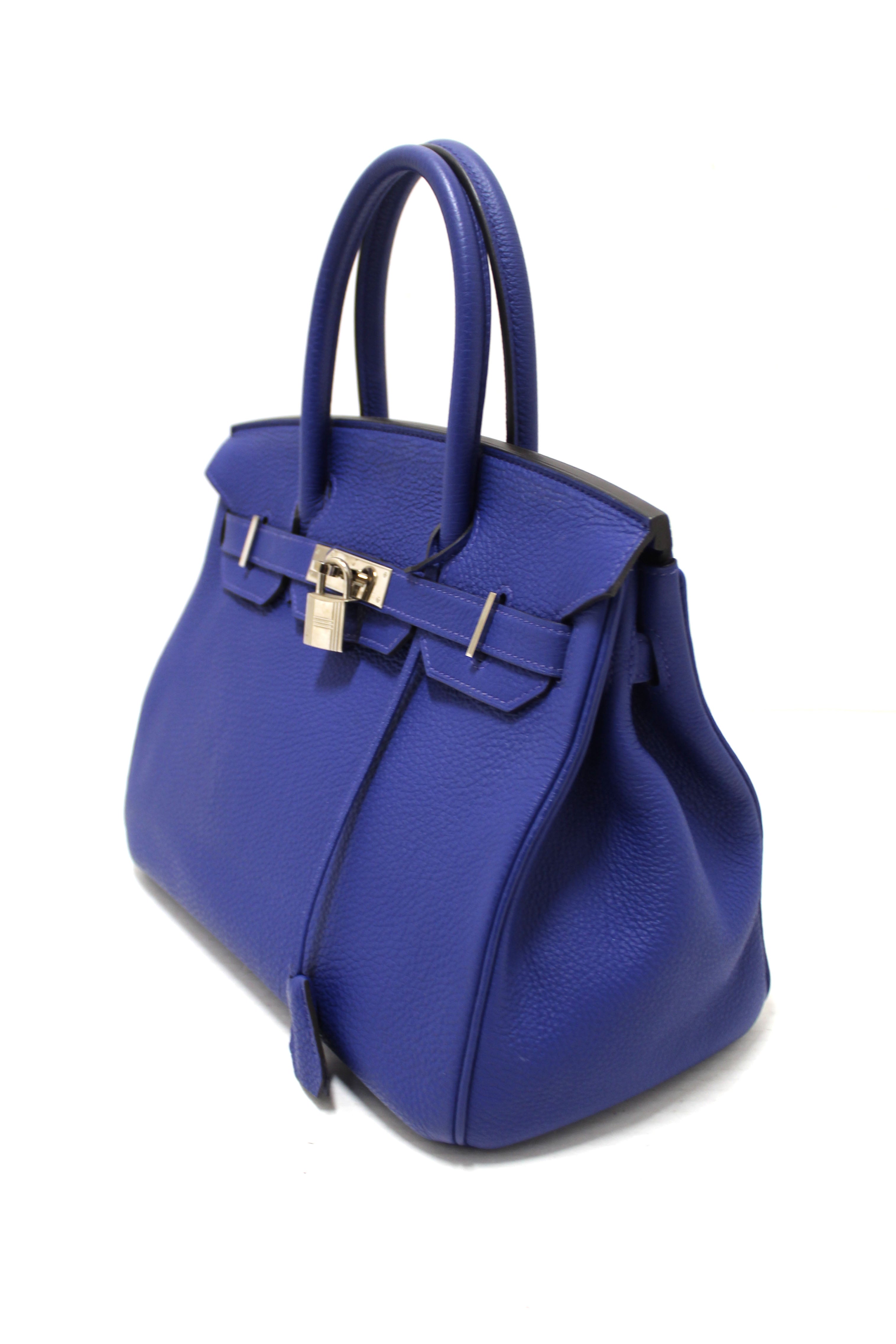 Authentic Hermes Bleu Electrique Togo Leather Birkin 30 Handbag - Luxury Designer Purse for Women, Perfect for Work, Travel & Special Occasions