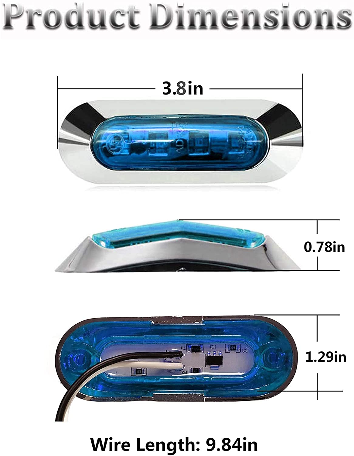 6Pcs Waterproof Blue LED Marine Boat Interior Lights - 12V/24V for Pontoon, Kayak, Yacht, Sailboat & Bass Boat - Perfect for Night Fishing & Cabin Lighting