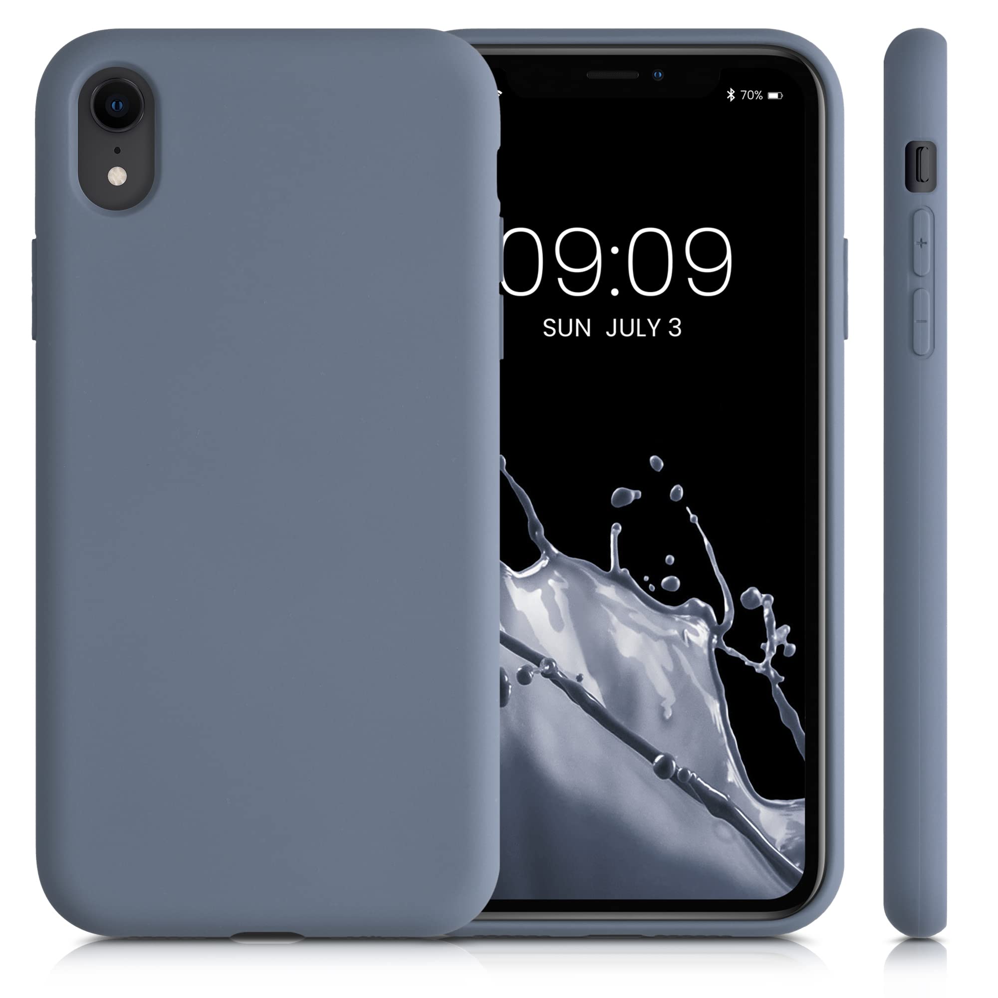 kwmobile Slim Protective TPU Silicone Case for Apple iPhone XR - Shockproof & Scratch Resistant Cover in Blue Grey - Perfect for Everyday Use, Travel & Outdoor Activities