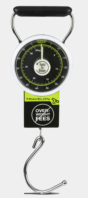 Travelon Stop & Lock Digital Luggage Scale with Built-in Tape Measure - Portable Handheld Suitcase Weight Scale for Air Travel, Shipping & Home Use