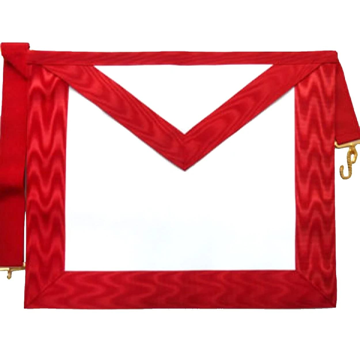 Scottish Rite Masonic Apron - White & Red Moire Ribbon Ceremonial Apron for Freemasonry Rituals and Lodge Events