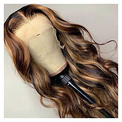 Zhangjinyishop2016 Honey Blonde Brown Ombre Human Hair Wigs for Women - 13×4 Lace Front Body Wave Wig with Highlighted Lace Closure | Perfect for Cosplay, Daily Wear & Special Occasions