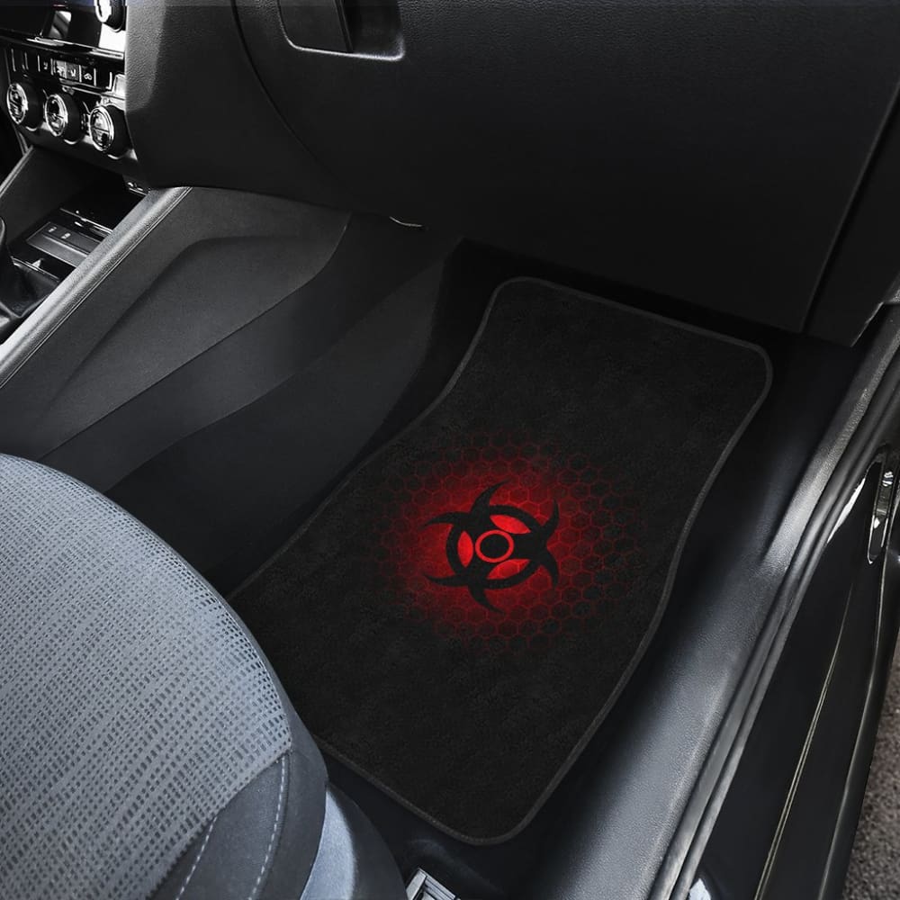 Premium Red Alert Biohazard Car Floor Mats - Non-Slip, Waterproof & Custom Fit for Most Vehicles - Perfect for Gamers, Sci-Fi Fans & Car Enthusiasts