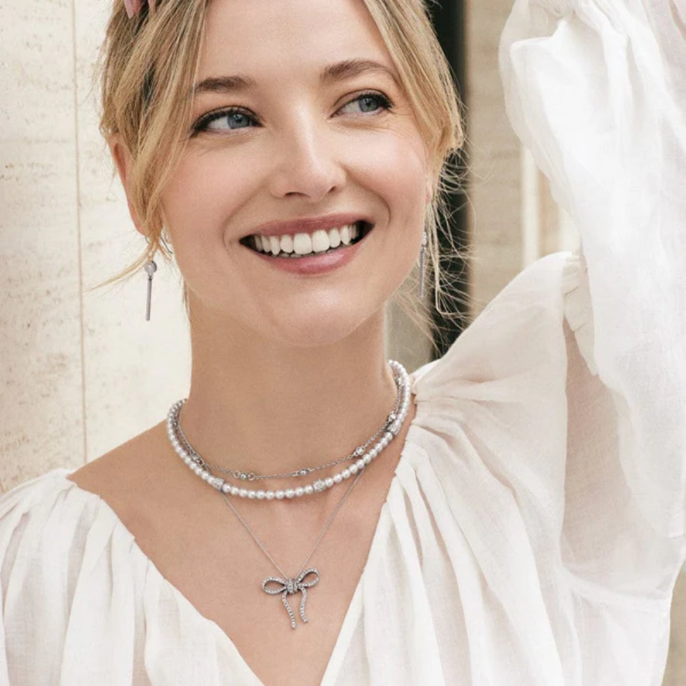 Brighton Illumina Bow Necklace - Elegant Sterling Silver Jewelry for Women, Perfect Gift for Valentine's Day, Anniversary & Special Occasions
