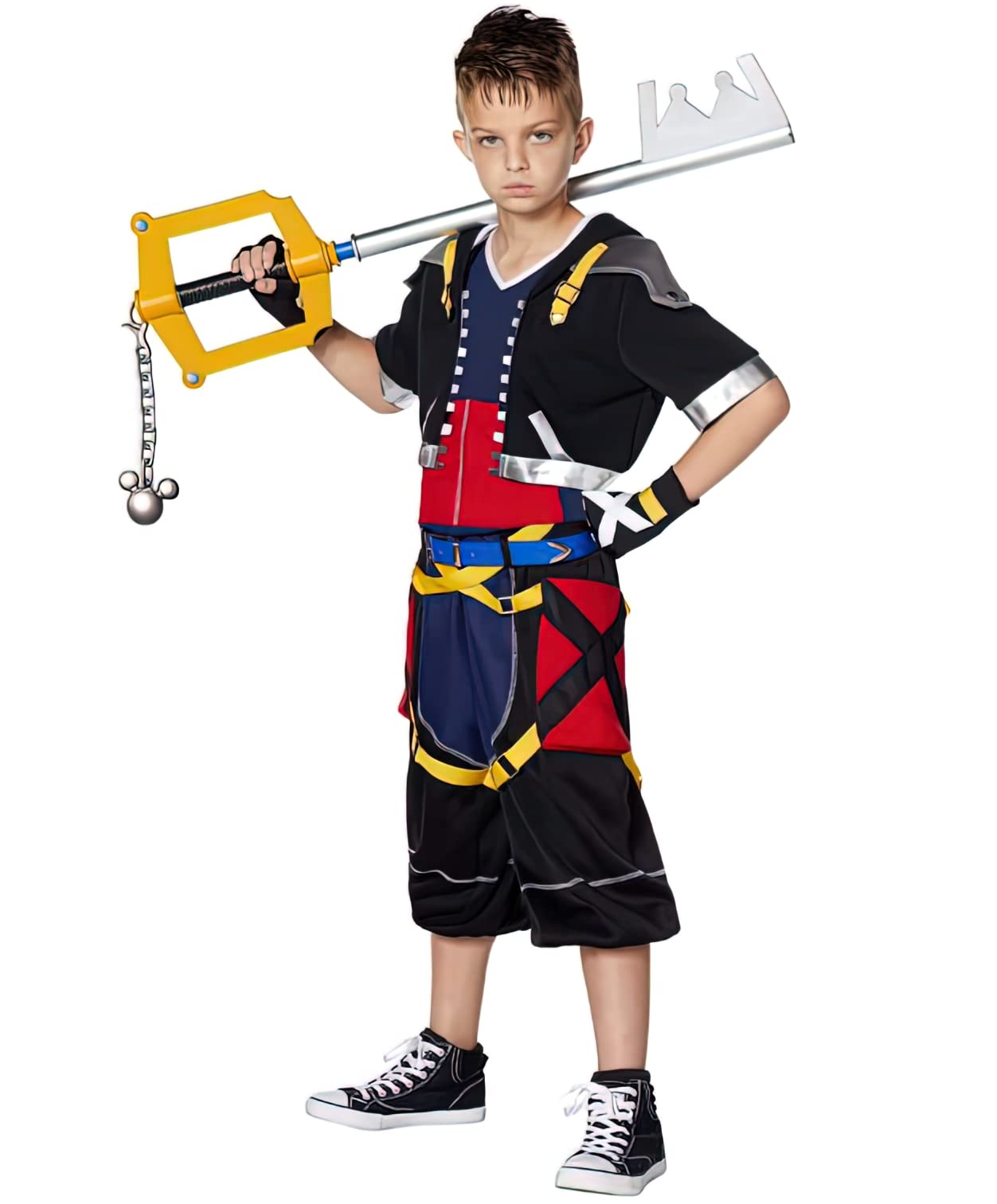 Kingdom Hearts Kids Halloween Costume Set - Sora & King Mickey Cosplay Outfit with Starlight Accessories for Dress Up, Halloween Parties & Role Play