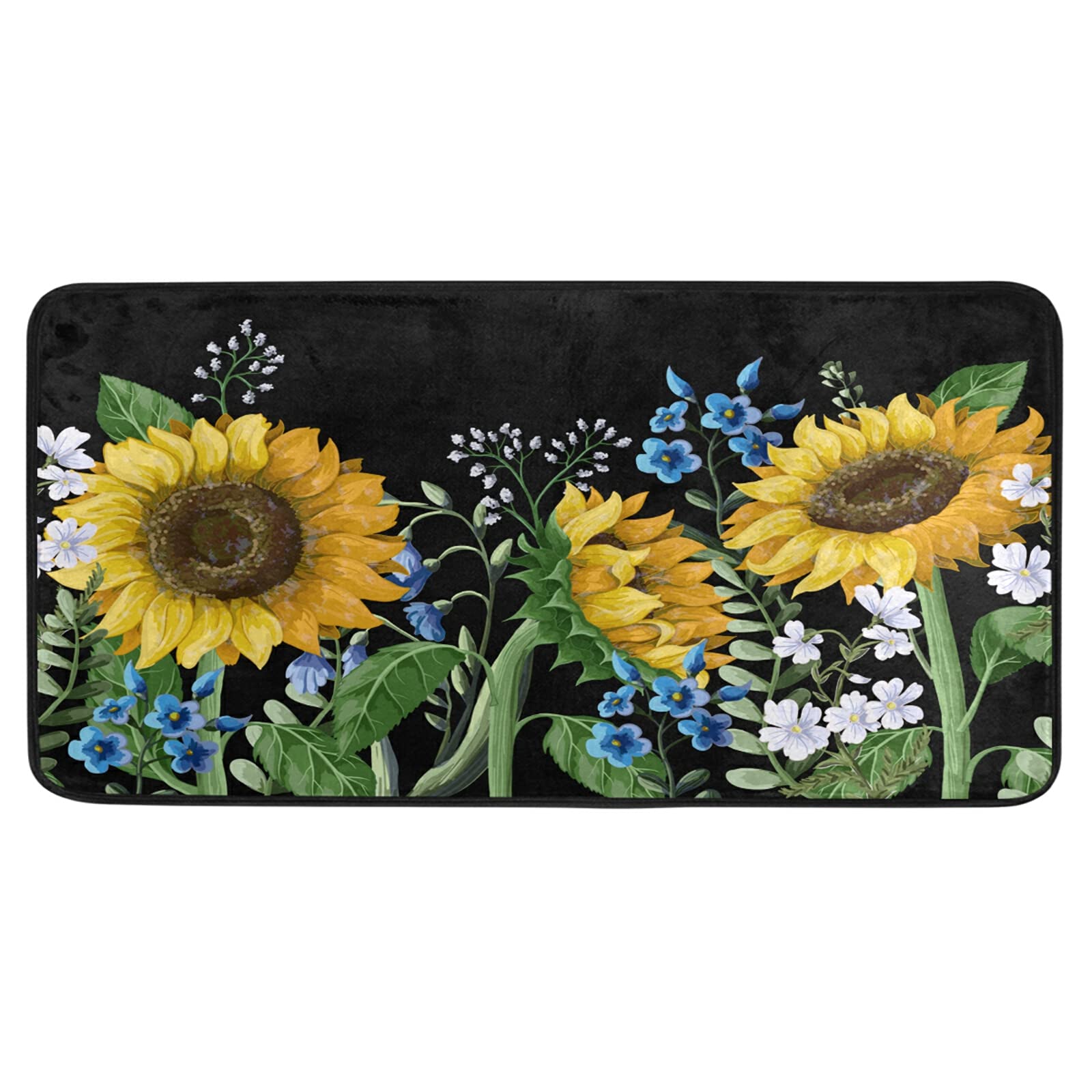 Susiyo Anti-Fatigue Kitchen Mat with Sunflower Design - Non-Slip, Oil-Resistant, Easy to Clean Floor Rug for Kitchen, Bathroom, Indoor & Outdoor Use - Perfect for Standing Comfort While Cooking