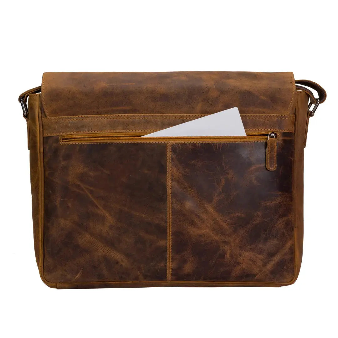 Premium Genuine Leather Laptop Bag for Men & Women - 15.6 Inch Business Briefcase with USB Charging Port - Perfect for Office, Travel & Work Commute