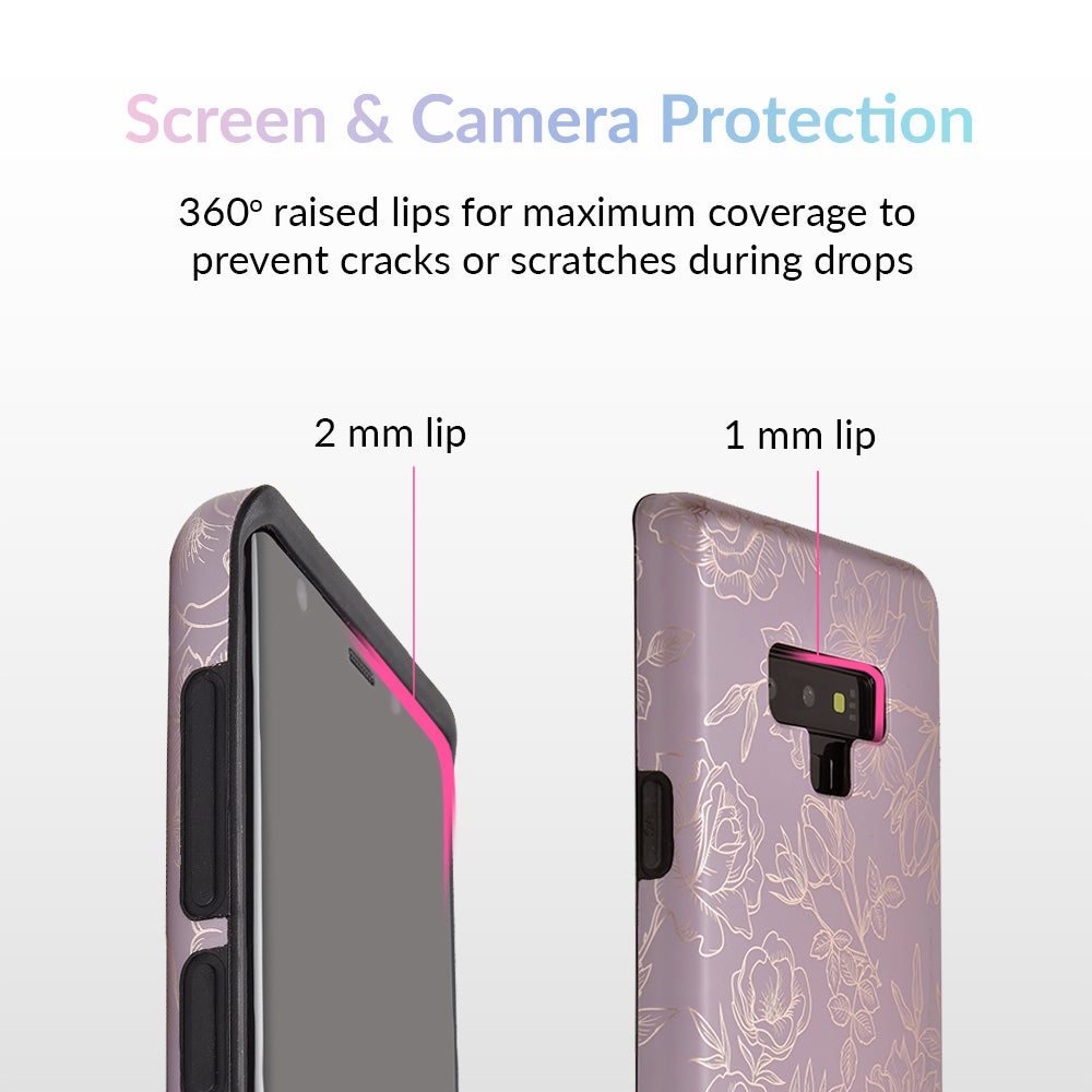 Dusty Rose Chrome Floral Samsung Galaxy Phone Case - Elegant Protective Cover for Galaxy S23/S22/S21/S20 - Perfect for Daily Use, Work & Special Occasions