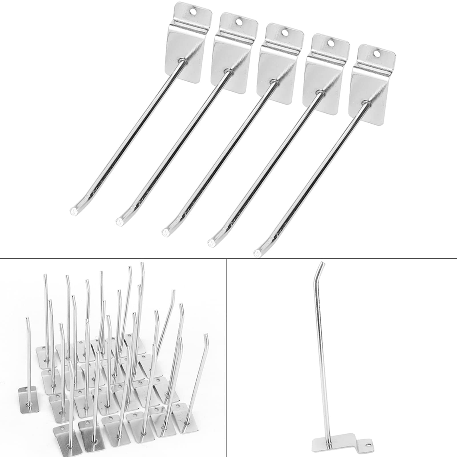 25pcs 6 Inch Slatwall Hooks for Retail Display & Garage Organization - Heavy Duty Wall Panel Hooks for Shop Shelves, Product Carriers & Storage Solutions - Perfect for Store Fixtures, Home Garage & Retail Space Organization