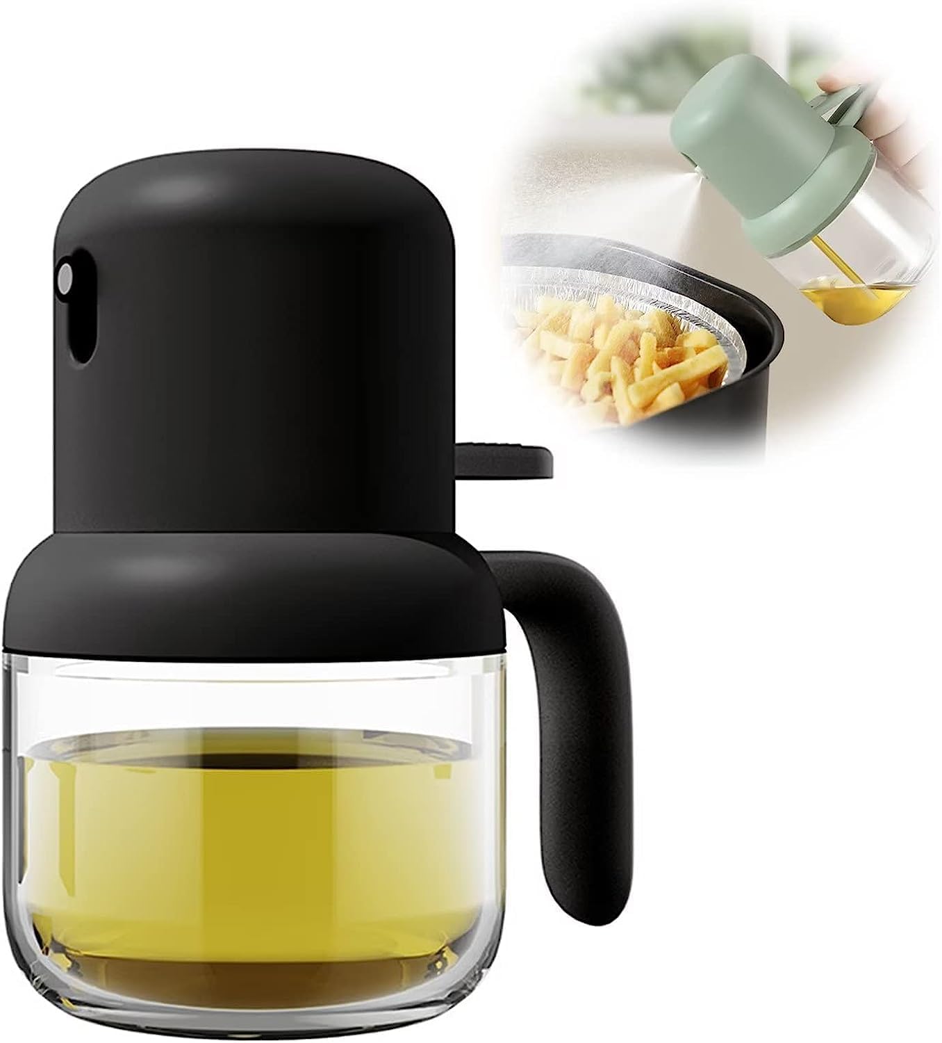 Premium 180ml Glass Oil Sprayer for Cooking - Olive Oil Mister & Canola Oil Spritzer - Kitchen Gadget for Air Fryer, Salad Dressing & Healthy Cooking - BPA-Free & Drip-Free Design