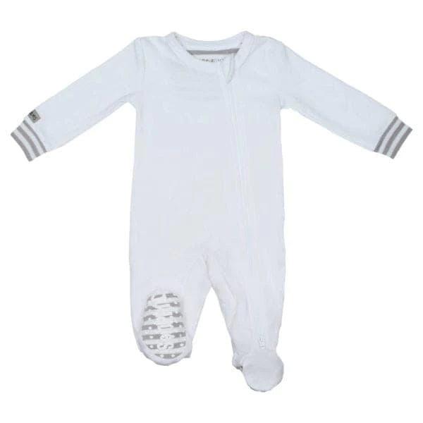 Organic Baby Sleeper - Soft & Breathable White & Grey Cotton Pajamas for Newborns & Infants | Perfect for Nighttime Comfort & Daytime Naps