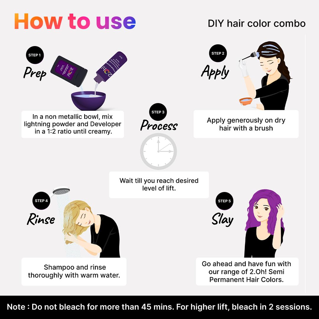 2.Oh! Italian Purple Hair Color DIY Kit - Semi-Permanent Hair Dye with Bleach & Plex for Women & Men | Lightening Kit with Argan Oil | Perfect for Salon-Quality Highlights at Home | Party, Cosplay & Fashion Looks