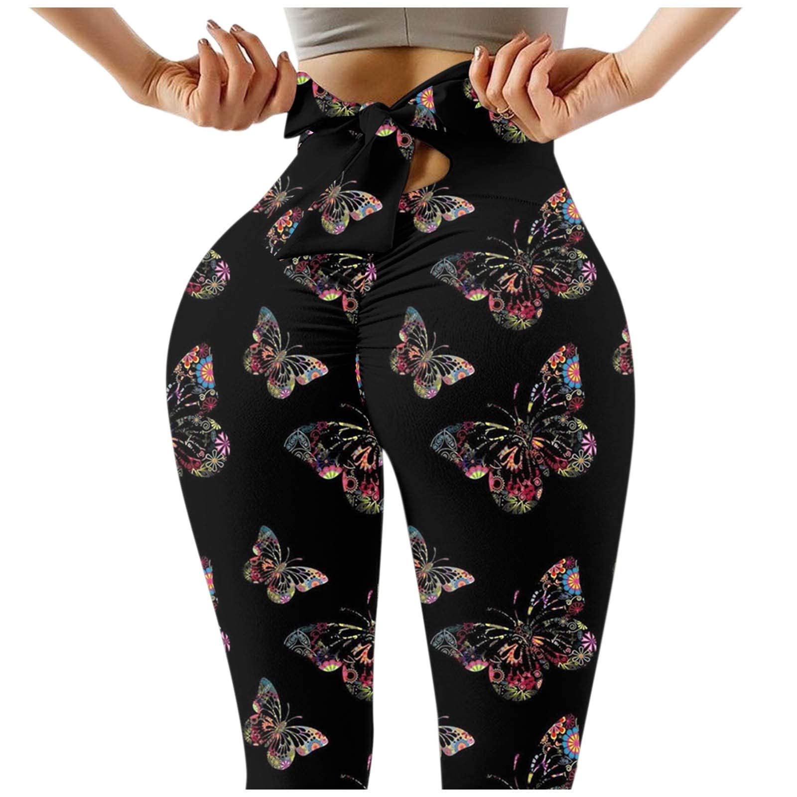 Trendy TikTok High Waist Yoga Pants for Women - Tummy Control Workout Leggings with Back Bow Tie, Hip Lift Design for Running, Fitness & Lounge Wear | Perfect for Gym, Yoga & Casual Outfits