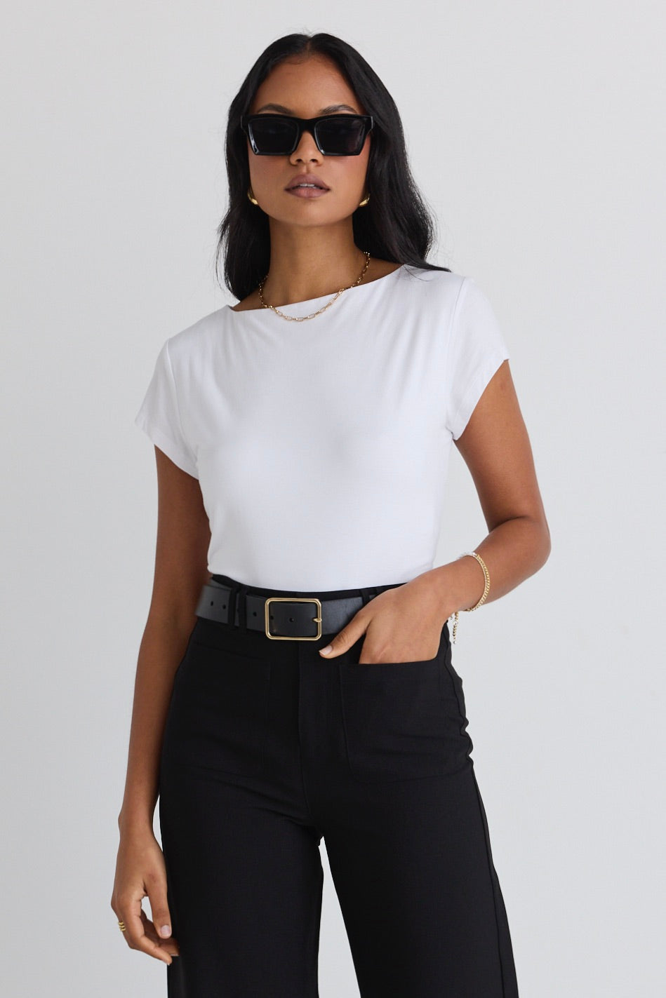Elegant Ivory Cap Sleeve Boat Neck Blouse for Women - Perfect for Office Wear, Date Night & Summer Outfits