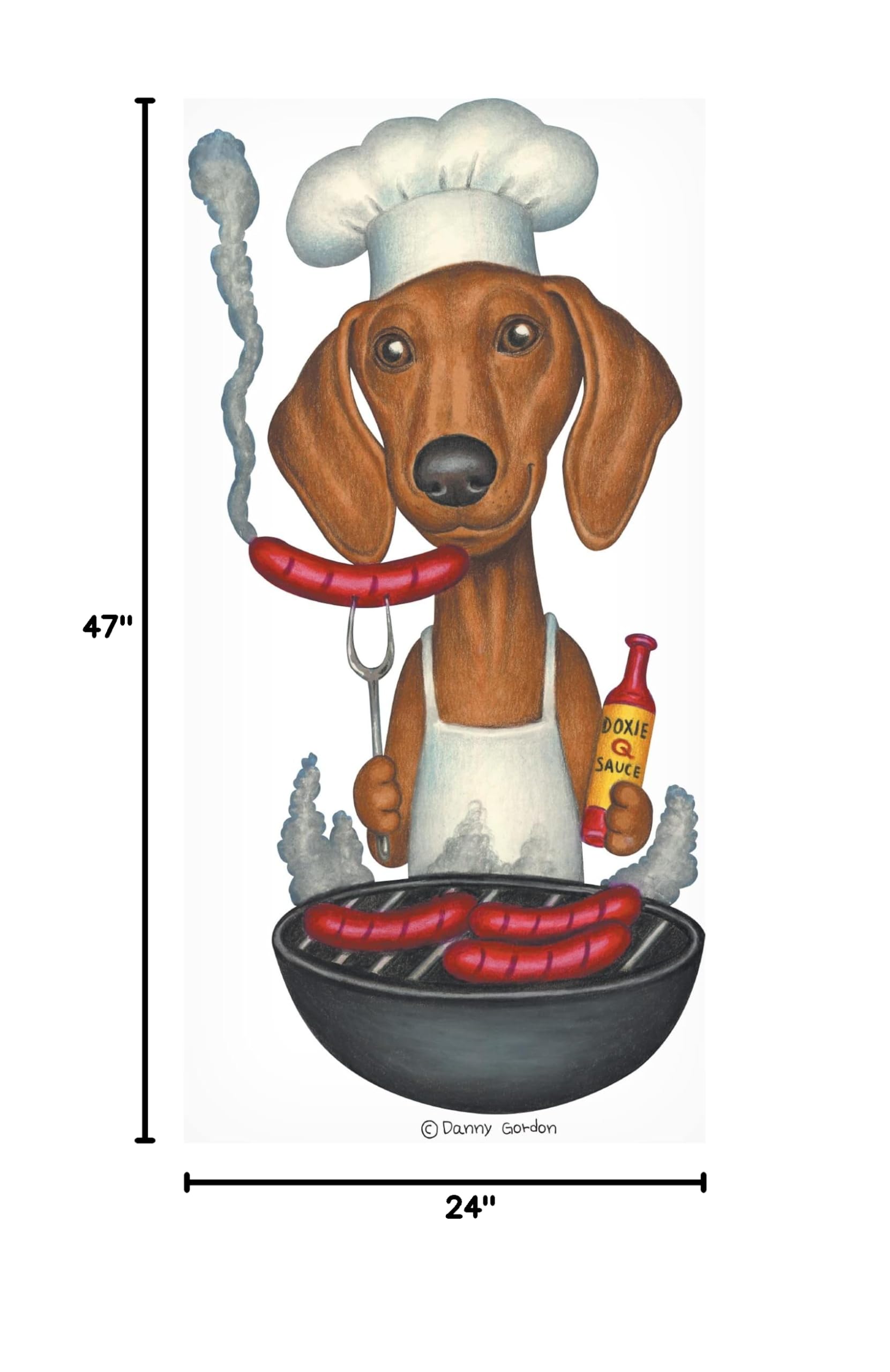 Danny Gordon Art - Brown Dachshund Cooking Wieners Canvas Wall Art Print | Modern Home Decor for Kitchen, Dining Room & Office | Trademark Fine Art Collection