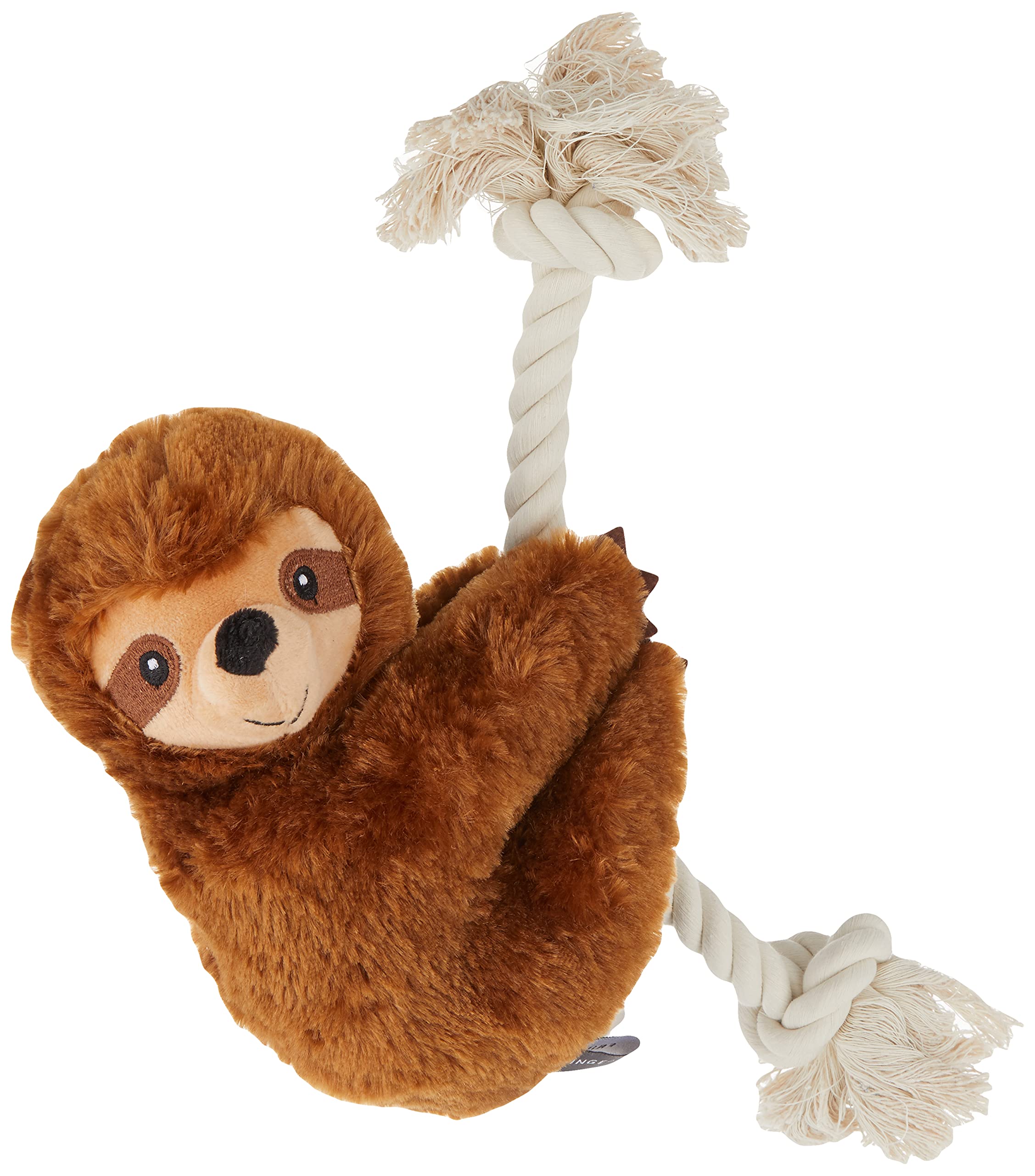 Fringe Studio Brown Sloth Plush Dog Toy with Rope - Soft & Durable Pet Chew Toy for Small & Medium Dogs - Perfect for Playtime, Training & Cuddling