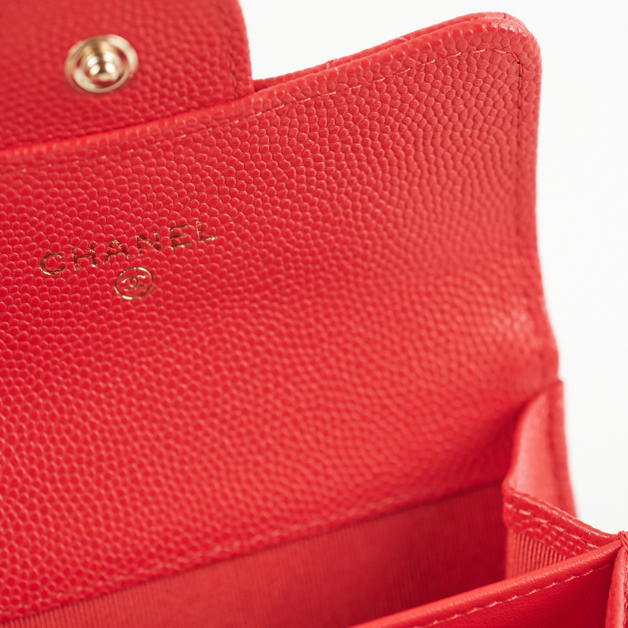 Chanel Small Flap Caviar Leather Red Card Holder Wallet - Luxury Compact Credit Card Case for Women, Perfect for Everyday Use & Gift Giving