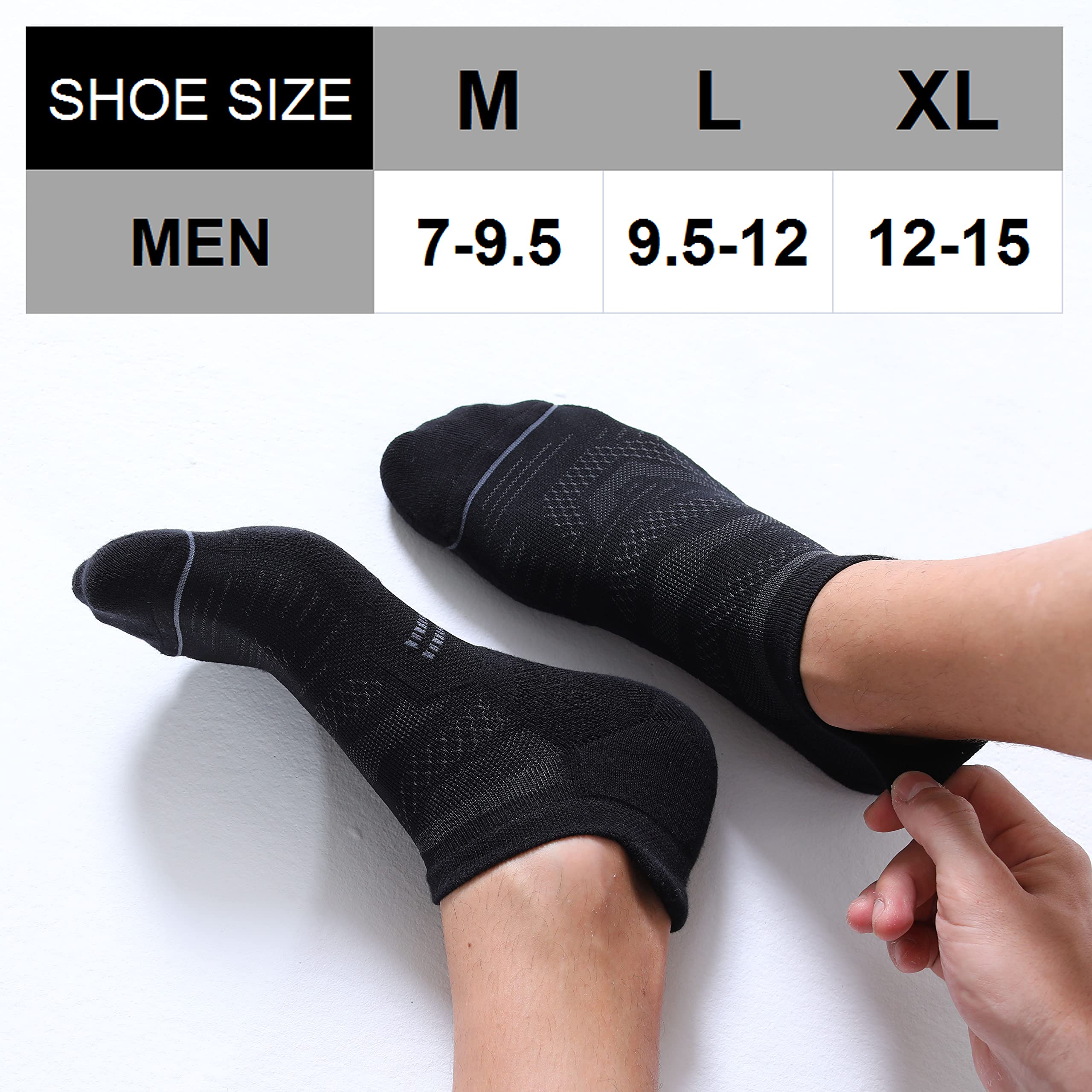 CS CELERSPORT 6 Pack Men's Running Ankle Socks - Cushioned Low Cut Athletic Sports Socks for Jogging, Gym & Everyday Wear - Breathable Moisture Wicking Performance Socks
