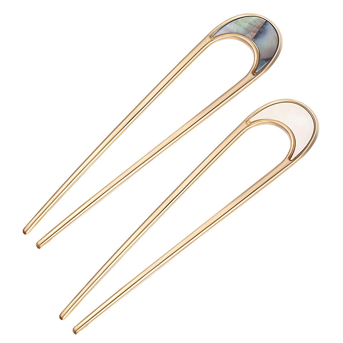 2 PCS Gold U-Shaped Hair Pins - French Twist Hair Sticks for Women, Bun & Chignon Hair Accessories (Perfect for Weddings, Prom & Everyday Elegant Hairstyles)