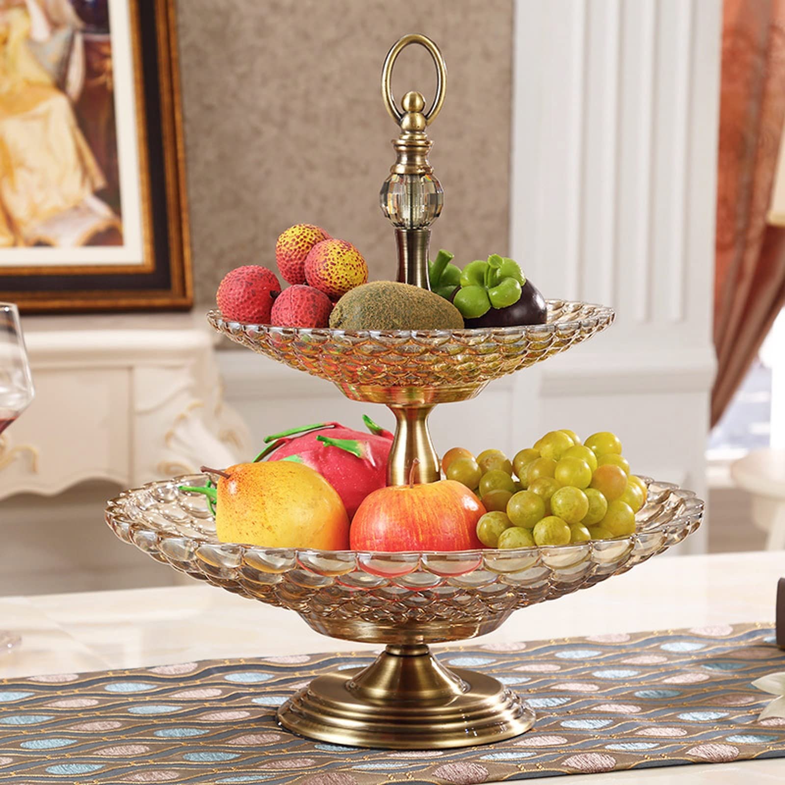 Double-Layer Glass Fruit Bowl Set - Modern Creative Home Decor for Living Room, Coffee Table, Kitchen | Elegant Fruit Plate & Serving Dish for Parties, Dining, and Entertaining