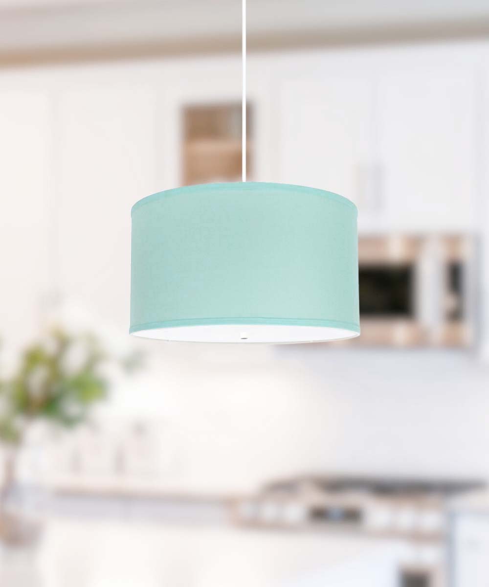 14W 2-Light Pendant Island Lighting Fixture with Blue Glass Shade and Diffuser, White Cord - Perfect for Kitchen Island, Dining Room, and Bar Counter Decor