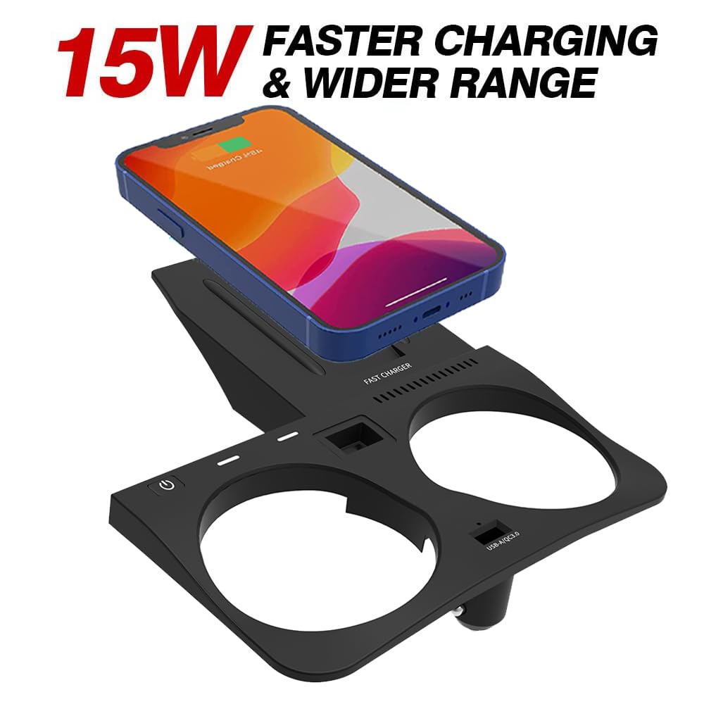15W Qi Fast Wireless Car Charger Pad for BMW X5/X5M X6/X6M G05/G06 (2019-2020) - Center Console Accessory Panel with NFC Support | Perfect for Road Trips & Daily Commutes