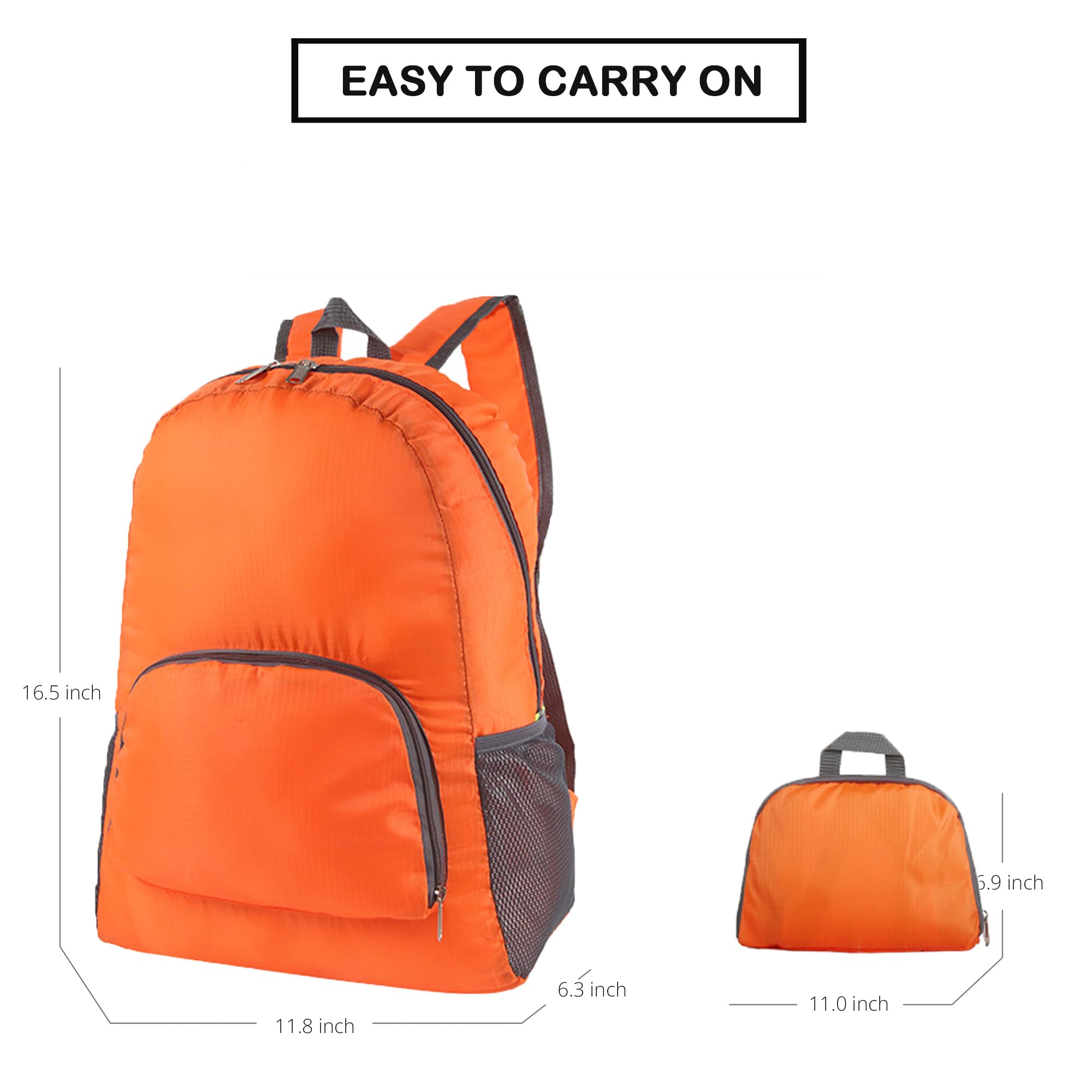Lightweight Travel Backpack for Women & Men - Foldable Hiking Daypack for Outdoor Adventures, Camping & Daily Use (Orange)