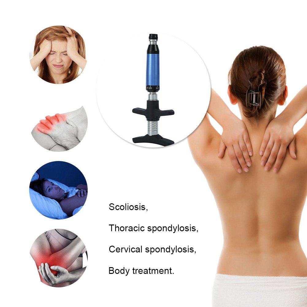 6-Level Spinal Massage Adjusting Tool - Portable Chiropractic Corrector for Thoracic Scoliosis & Vertebrae Alignment - Back Pain Relief & Body Relaxation Kit with 4 Massage Heads (Ideal for Home/Office/Chiropractic Clinic Use)