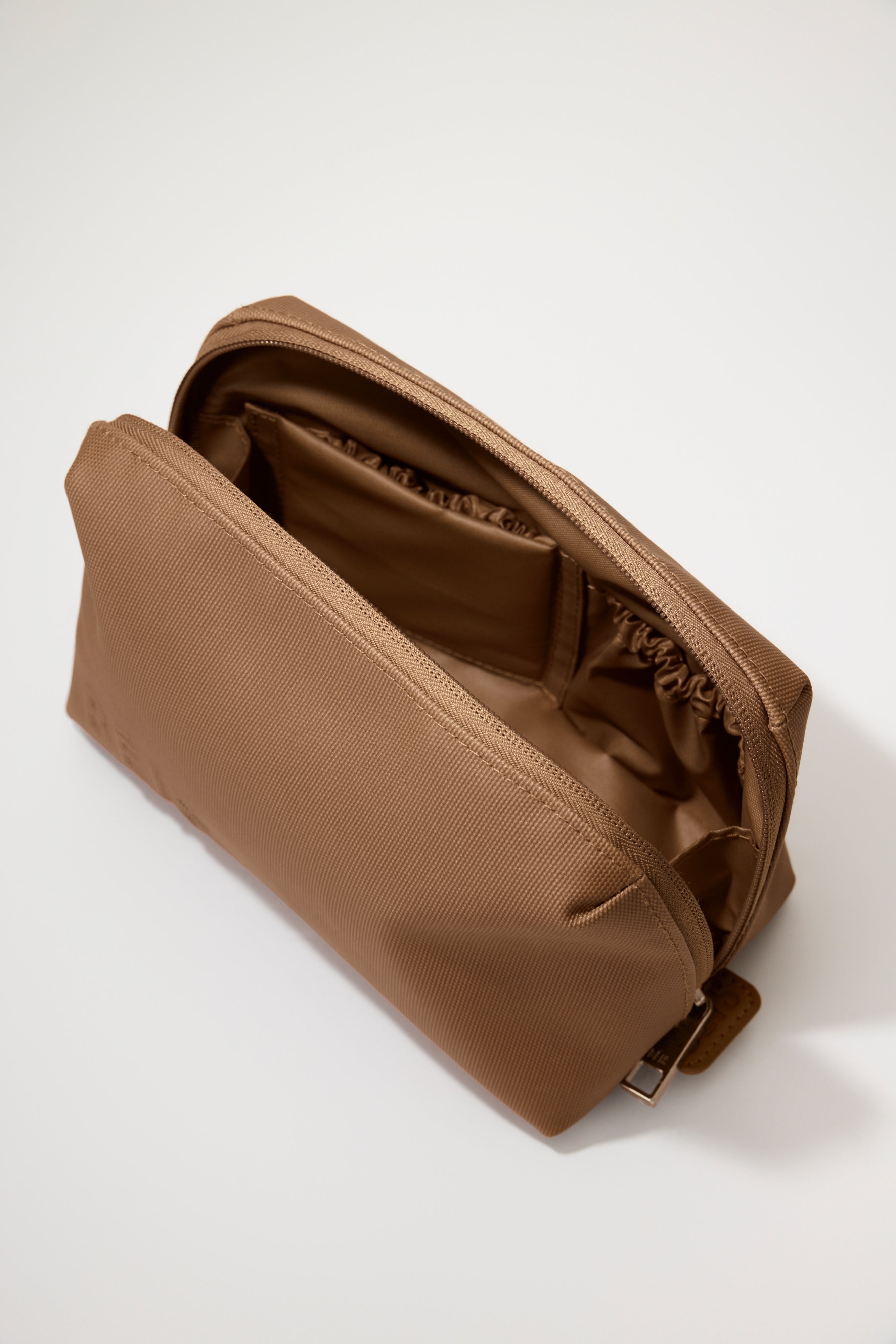 Premium Camel Leather Small Cosmetic Pouch - Travel Makeup Bag for Women, Perfect for Everyday Use & On-The-Go Essentials