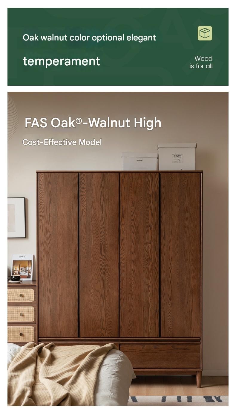 Modern Oak Solid Wood Wardrobe - Spacious Storage for Bedroom, Closet & Home Organization | Durable & Stylish Furniture for Master Bedroom, Guest Room & Walk-In Closets