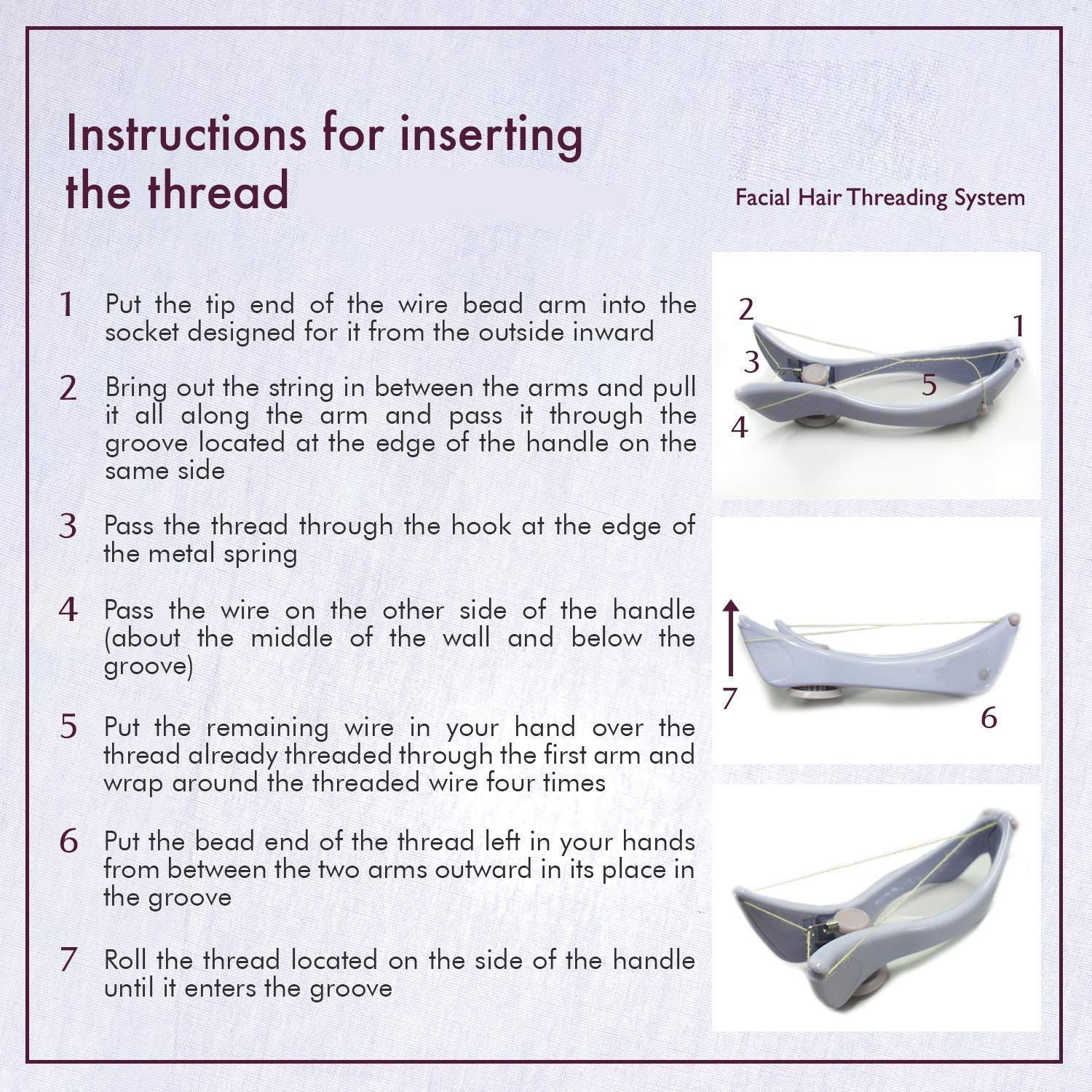 G.FIDEL Eyebrow Threading Kit - Face & Body Hair Removal System with Tweezers, Epilator & Threading Tool for Women (Purple, Pack of 1) - Perfect for Salon, Spa & Home Use