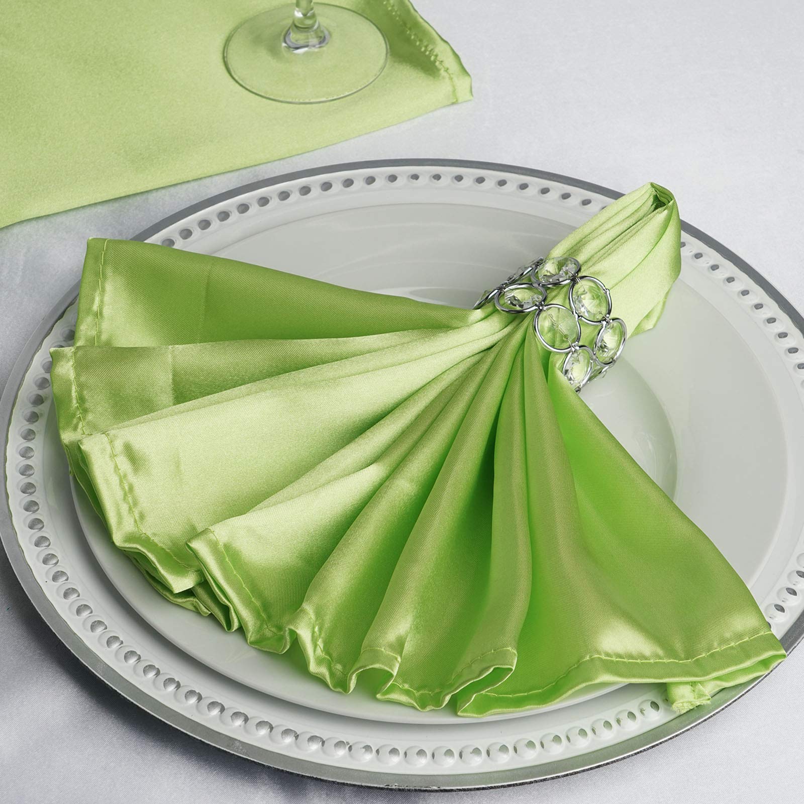 20-Pack 20-Inch Apple Green Satin Dinner Napkins for Wedding, Party, Reception - Elegant Table Linens for Restaurant, Kitchen & Home Decor