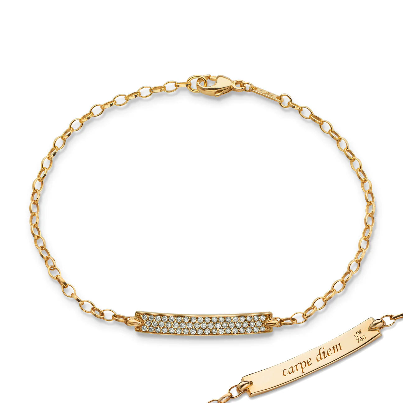 Diamond Carpe Diem Petite Poesy Bracelet - Elegant Dainty Gold Charm Bracelet for Women - Perfect for Anniversaries, Weddings & Everyday Wear