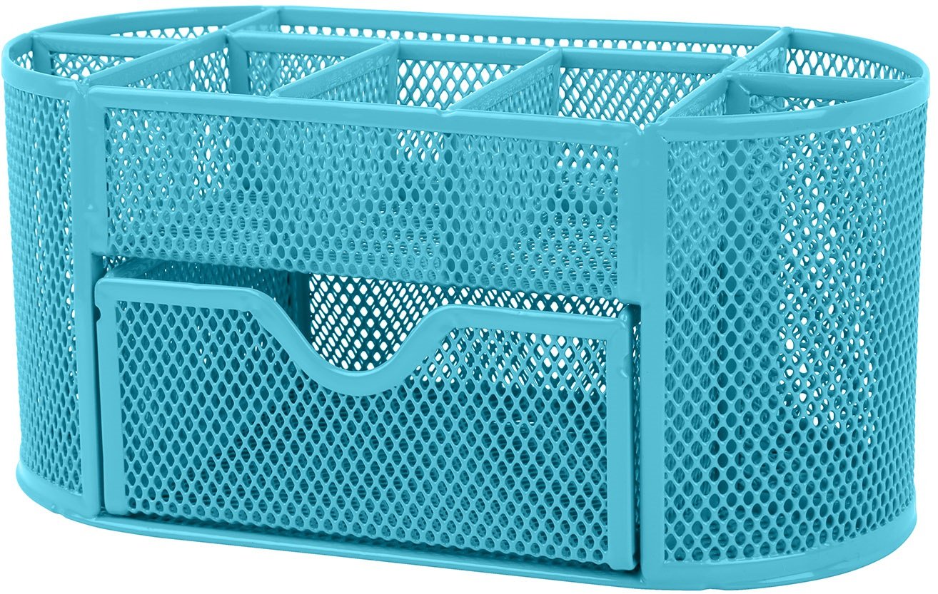 Blue Mesh Desk Pen Organizer for Office, School & Home - Perfect Teacher Supplies for Classroom Organization & Workspace Decluttering