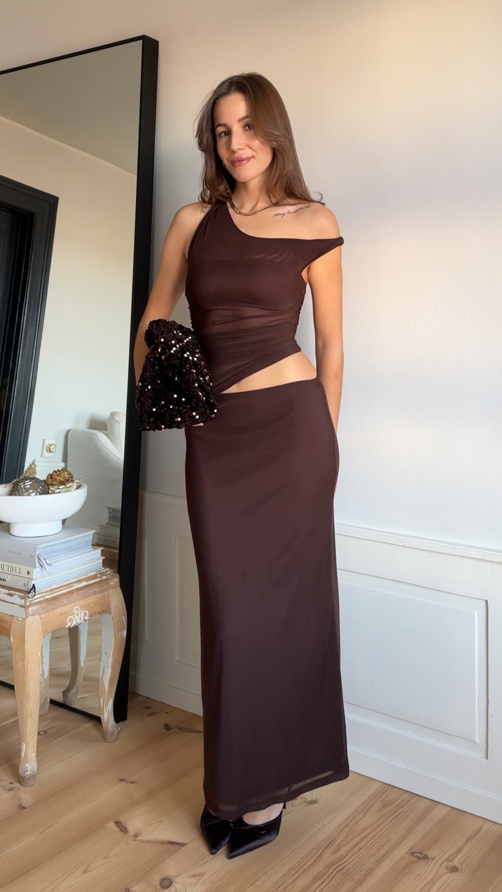 Iantha Maxi Dress for Women - Elegant Chocolate Brown Long Flowy Dress for Summer, Beach, Parties & Casual Wear
