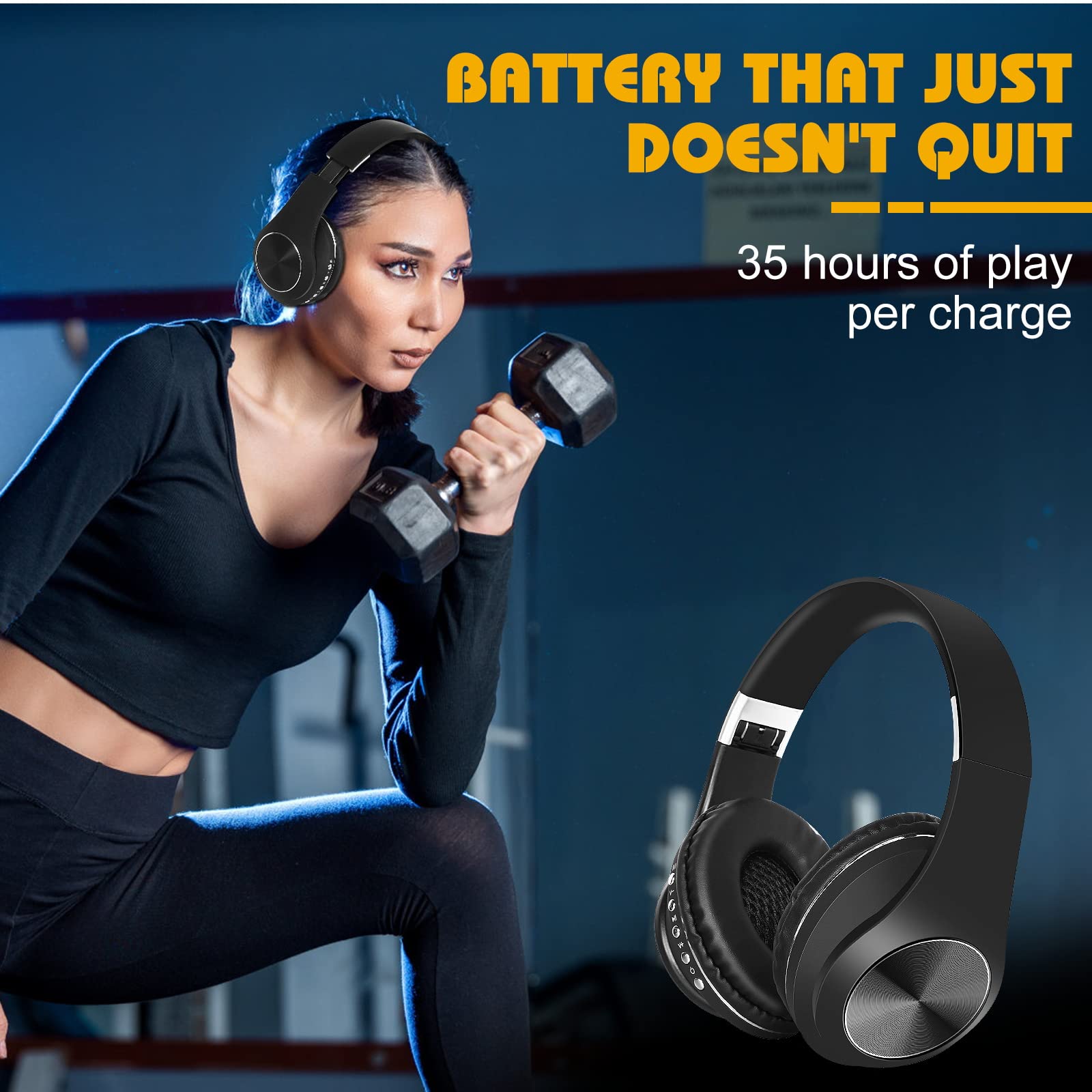UrbanX UX991 Wireless Bluetooth Over-Ear Headphones with Mic - Hi-Res Audio, Deep Bass, Superior Comfort for Realme 7 - Perfect for Gaming, Workouts & Phone Calls (Asia Version)