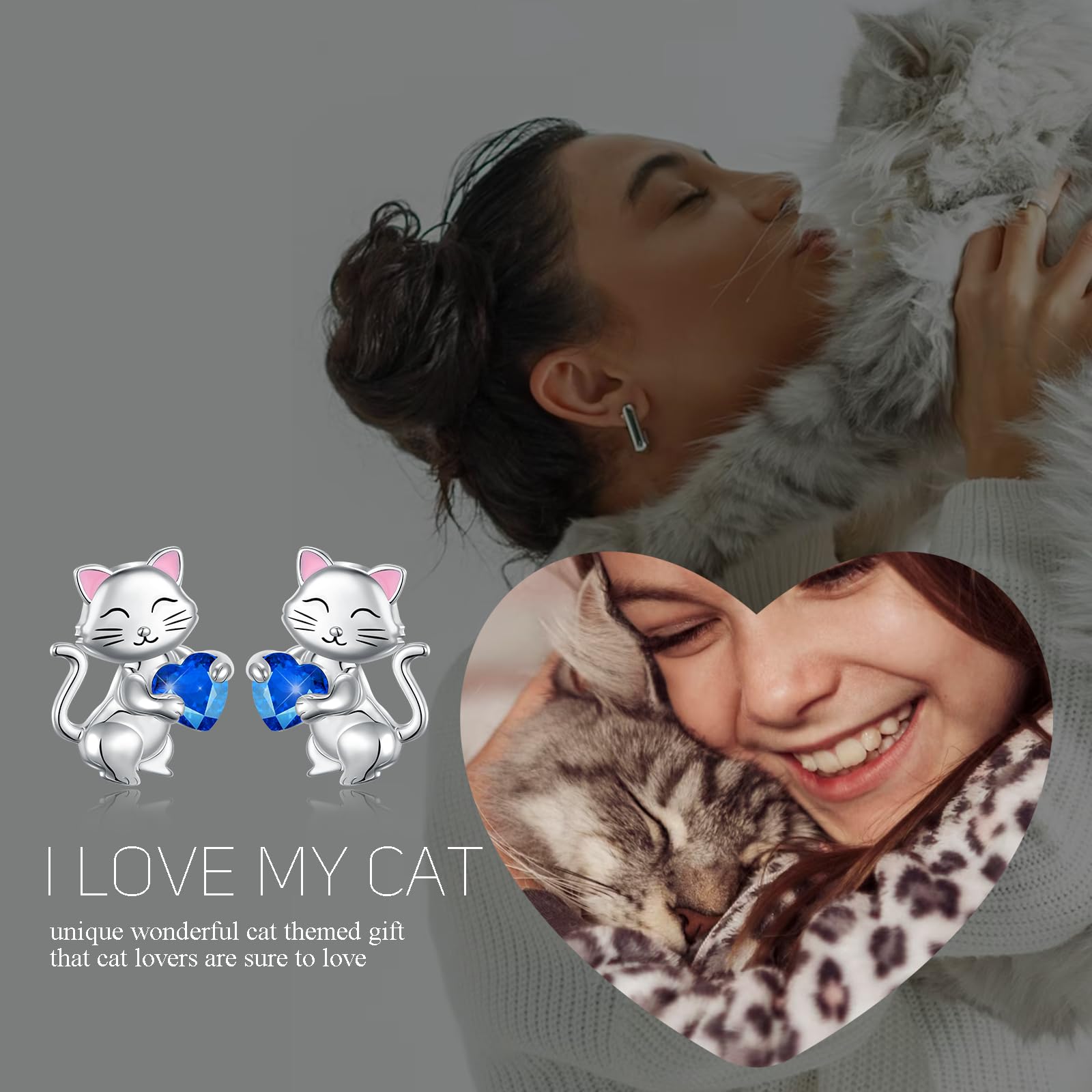 925 Sterling Silver Cat Stud Earrings for Women - Dainty Cat Lovers Jewelry Gift for Birthday, Anniversary & Everyday Wear